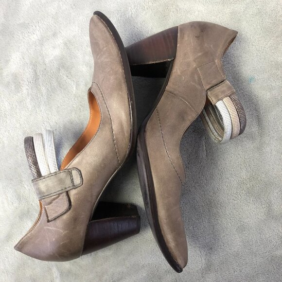 France Mode Block Heel Ankle Strap Leather Shoes Size 37 (6.5 US) - Picture 5 of 16